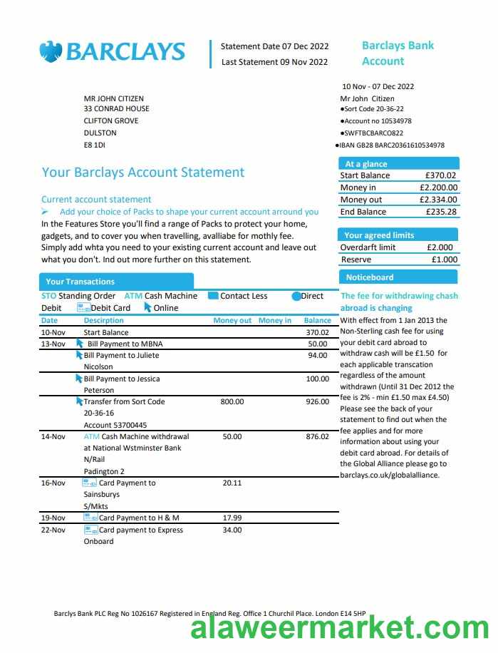 United Kingdom Barclays account st version 1